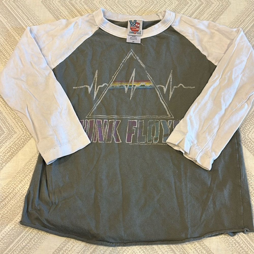 Junk Food Boys Pink Floyd Grey & White Raglan Shirt - Size 3T